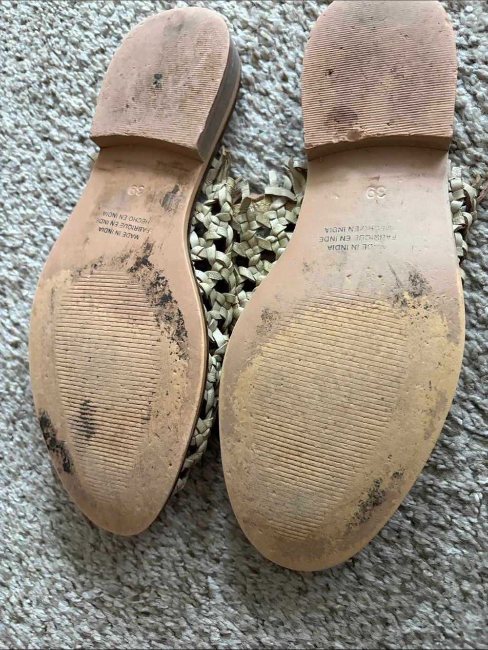 Free People Braided Fringe Backless Mules in Beige